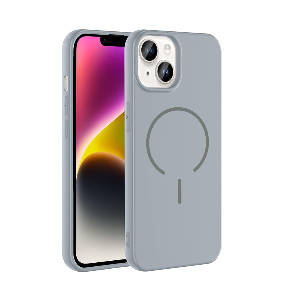 Zore Apple ile uyumlu İphone 13 ve İphone 14 Kılıf M-safe Şarj Özellikli Zore Meta Kapak Titanyum-Gri