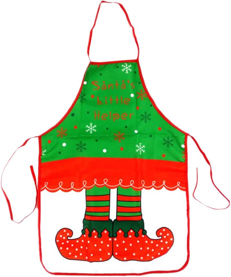 YeahiBaby Christmas Apron Santa Apron Holiday Kitchen Apron Home Restaurant Women and Men Chef Apron for Cooking Baking Crafting BBQ
