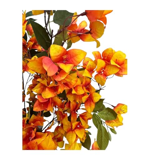 Image of Fox & Fern Artificial Bougainvillea Plant | with Basic Pot | Elevate Any Corner of Your Home /Office | Ornamental Plant Best for Home Decor (Pack of 1) (Ht. 4Ft) (Orange)