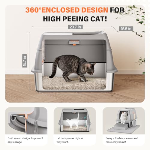 Arenero para gato de acero inoxidable grande con pala miniatura 4