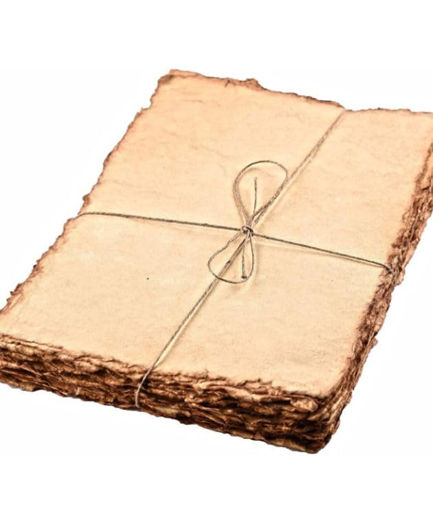Image of POOJA Handmade Paper Vintage Old Paper Sheets, Pure Handmade. Size- 11X7 inches. Eco Friendly 25 Sheet