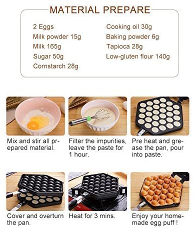 Zerone Forma para fazer bolhas de waffle, liga de alumínio, antiaderente, forma de ovos, faça você m