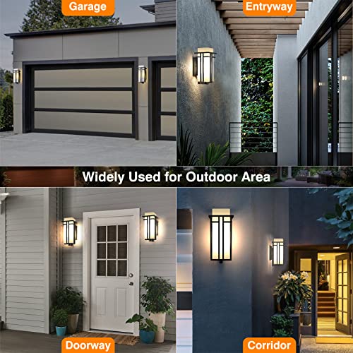 Yoenecea Outdoor Lighting Fixtures Wall Mount, Outdoor Wall Lights Modern with Frosted Glass, Aluminum Exterior Light for House Outdoor Wall Lantern for Garage Porch Carriage Patio (12.2''H, 1 pc) by Yoenecea - Image 5