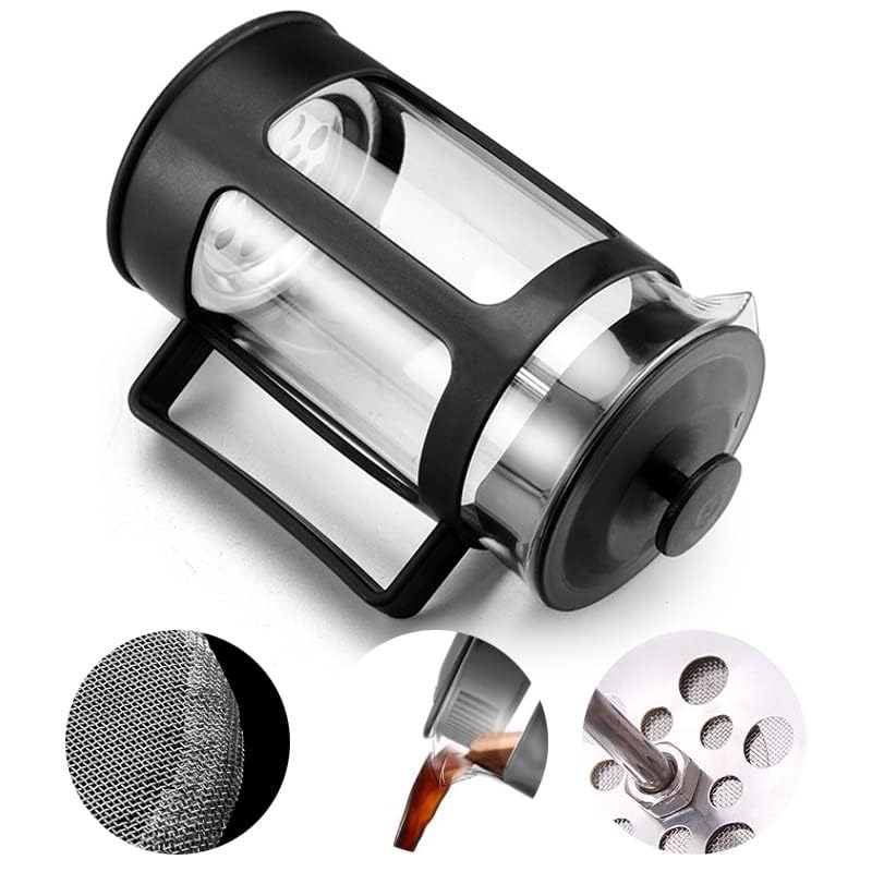 Image of Premium French Press Coffee Maker with Heat-Resistant Borosilicate Glass - Portable Travel Coffee & Tea Press, Thickened Cold Brew Coffee Pot for Camping, Home, Office & Gift Use