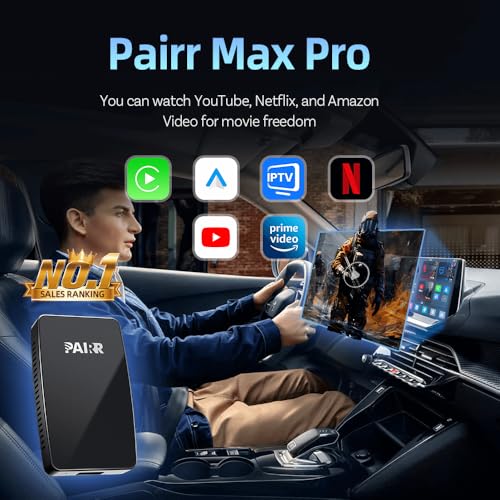 Pairr Max Pro-Netflix YouTube IPTV Wireless CarPlay/Android Auto Car Box, Wireless CarPlay Adapter for Apple iPhone & Android Auto for Cars, Plug and Play Easy Setup Automatic Reconnect (Black) - Image 2