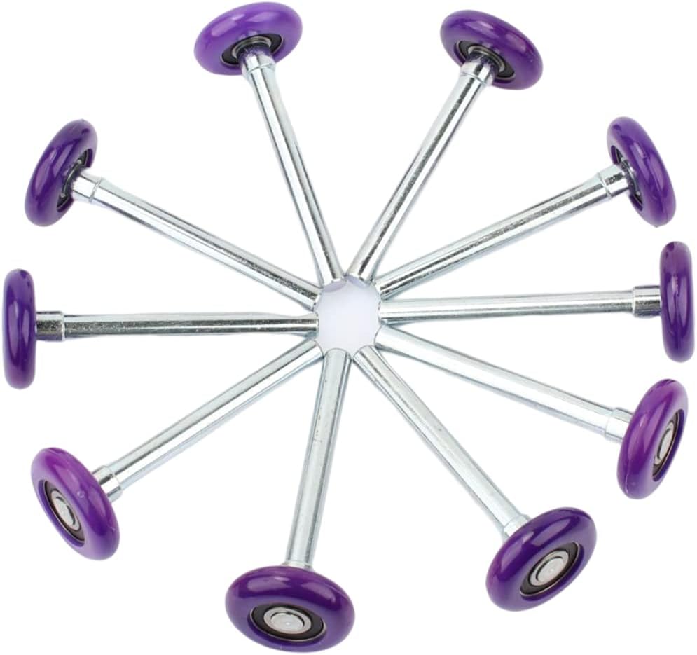 6200ZZ Quiet Garage Door Rollers Bearing Nylon Garage Door Roller | 4" Stem, Purple Pack of 10 (for 7' Height Doors)