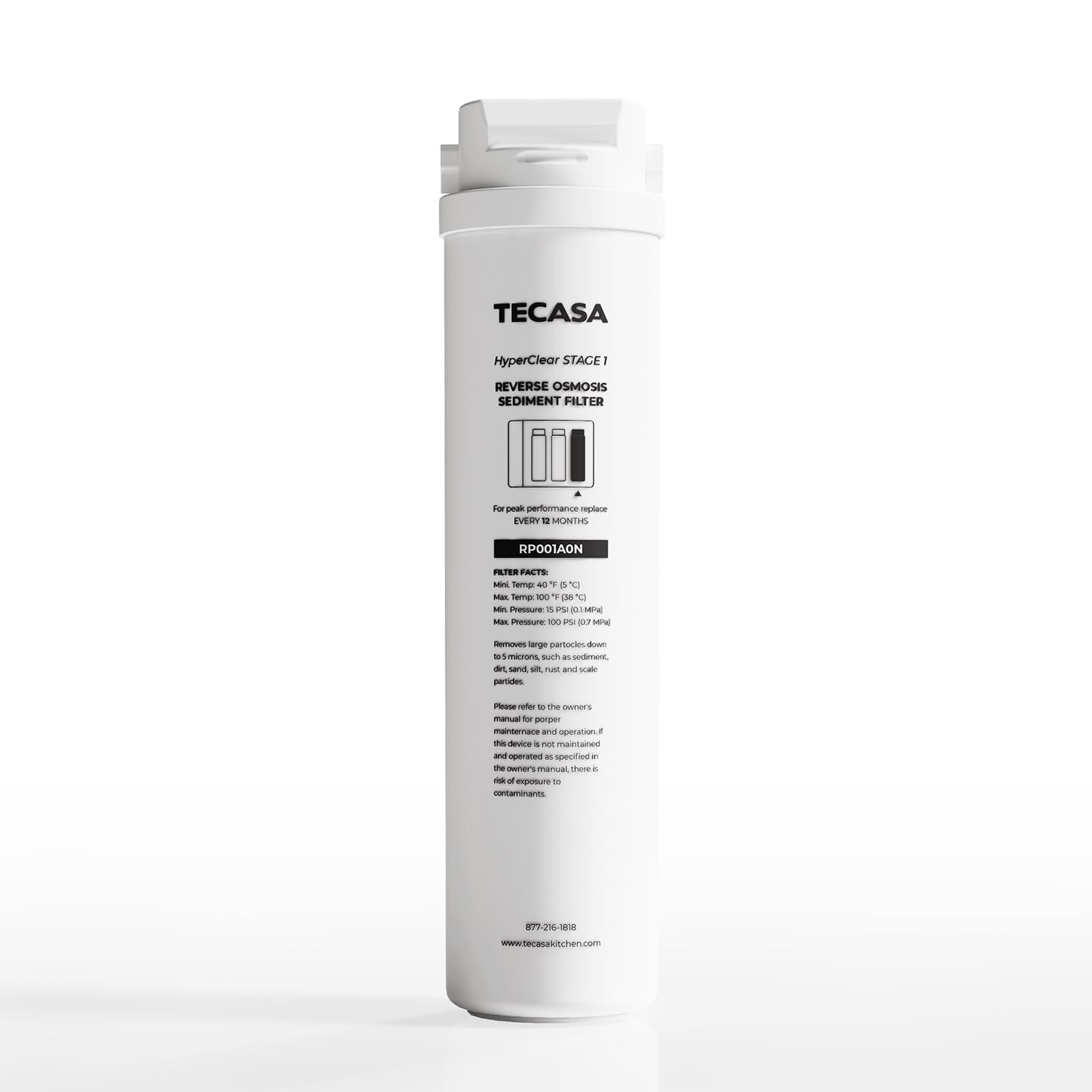 TECASA Sediment Filter, Replacement for TECASA Under Sink Tankless Reverse Osmosis System, 1-year Lifetime