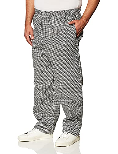 Chef Designs Men's Baggy Chef Pant, Black/White Check, Large #TOP2