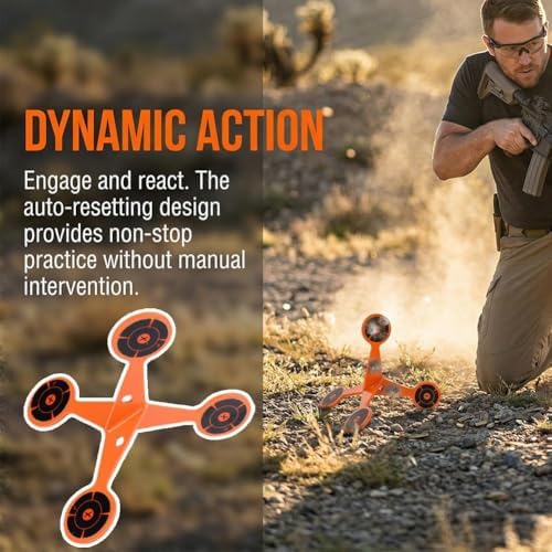 Spinning Shooting Target Thickened Flip Roller, 10 Sheets of Splash Target Paper, Metal Reactive Flip Reset Targets, Automatically Flips, High Caliber for Outdoor Backyard - 4