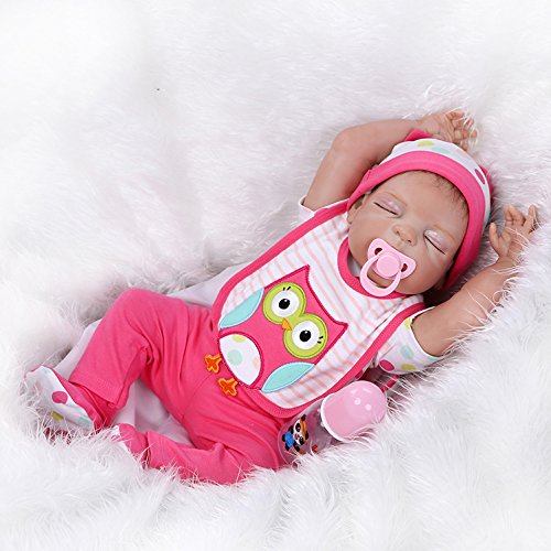 Icradle 23" 57Cm Lifelike Sleeping Baby Girl Full Body Vinyl Silicone Simulation Reborn Dolls Realistic Looking Reborn Baby Doll Anatomically Correct #TOP22