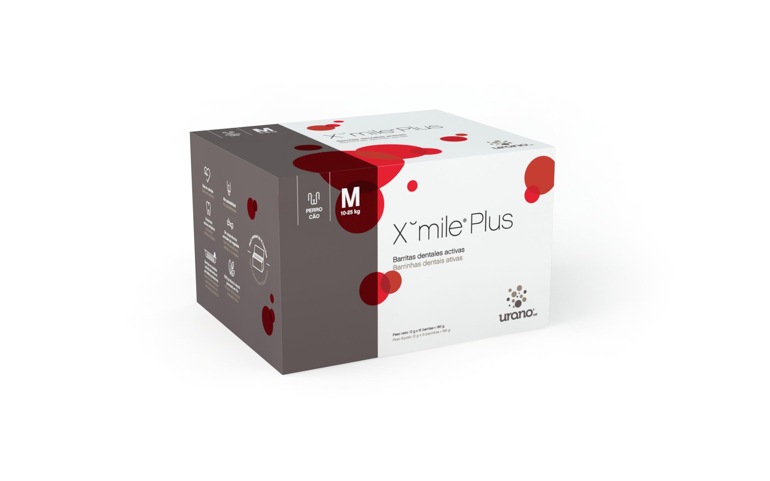 URANO Xmile Plus M Barritas Dentales para la Higiene Oral de Perros Medianos (1 Pack de 15ud Individuales)