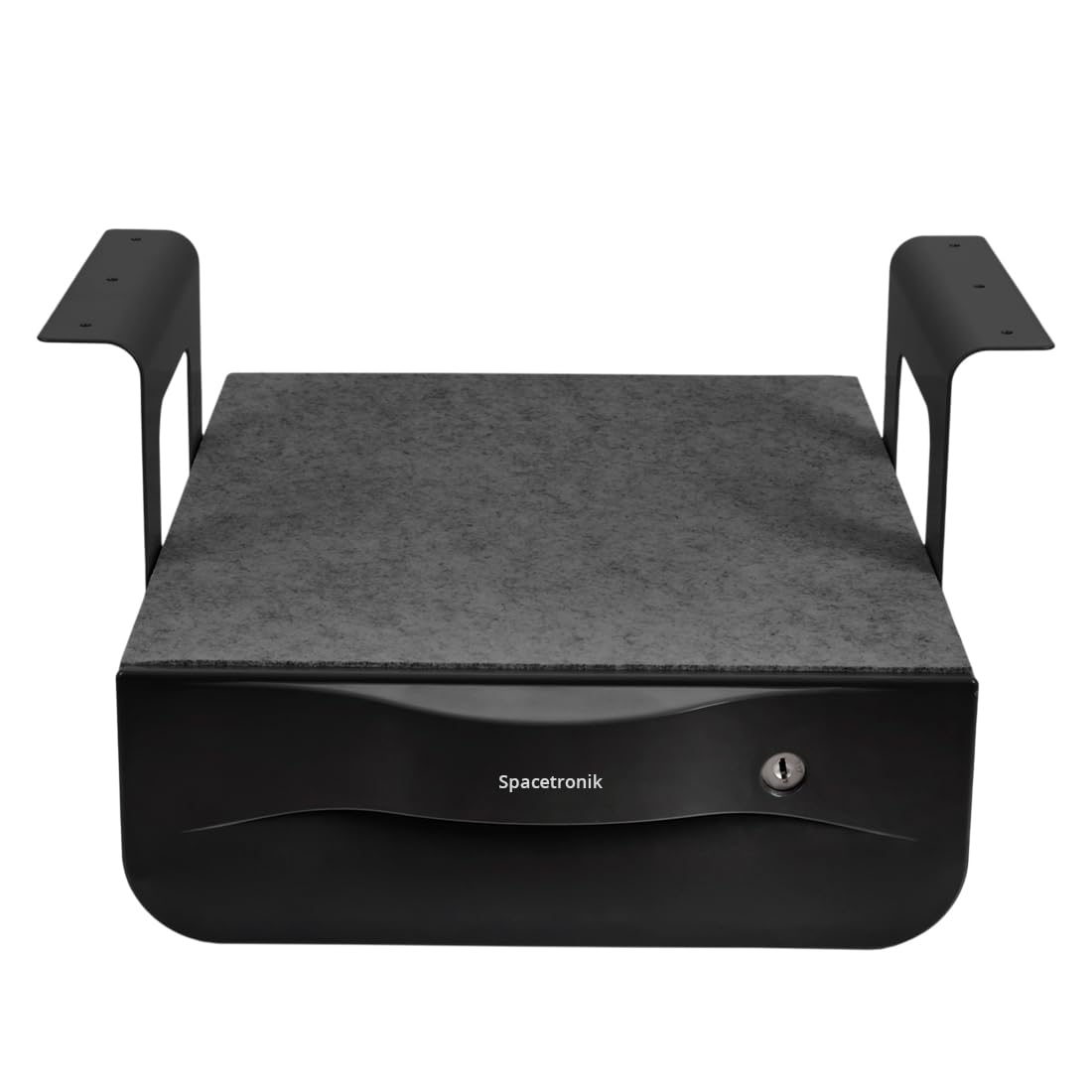 Spacetronik Untertisch Schublade, Unterbau Schublade Abschließbar aus Stahl, Schublade Unter Schreibtisch mit Extra Ablagefach, Schreibtisch Organizer für Home Office & Stehschreibtisch, Schwarz