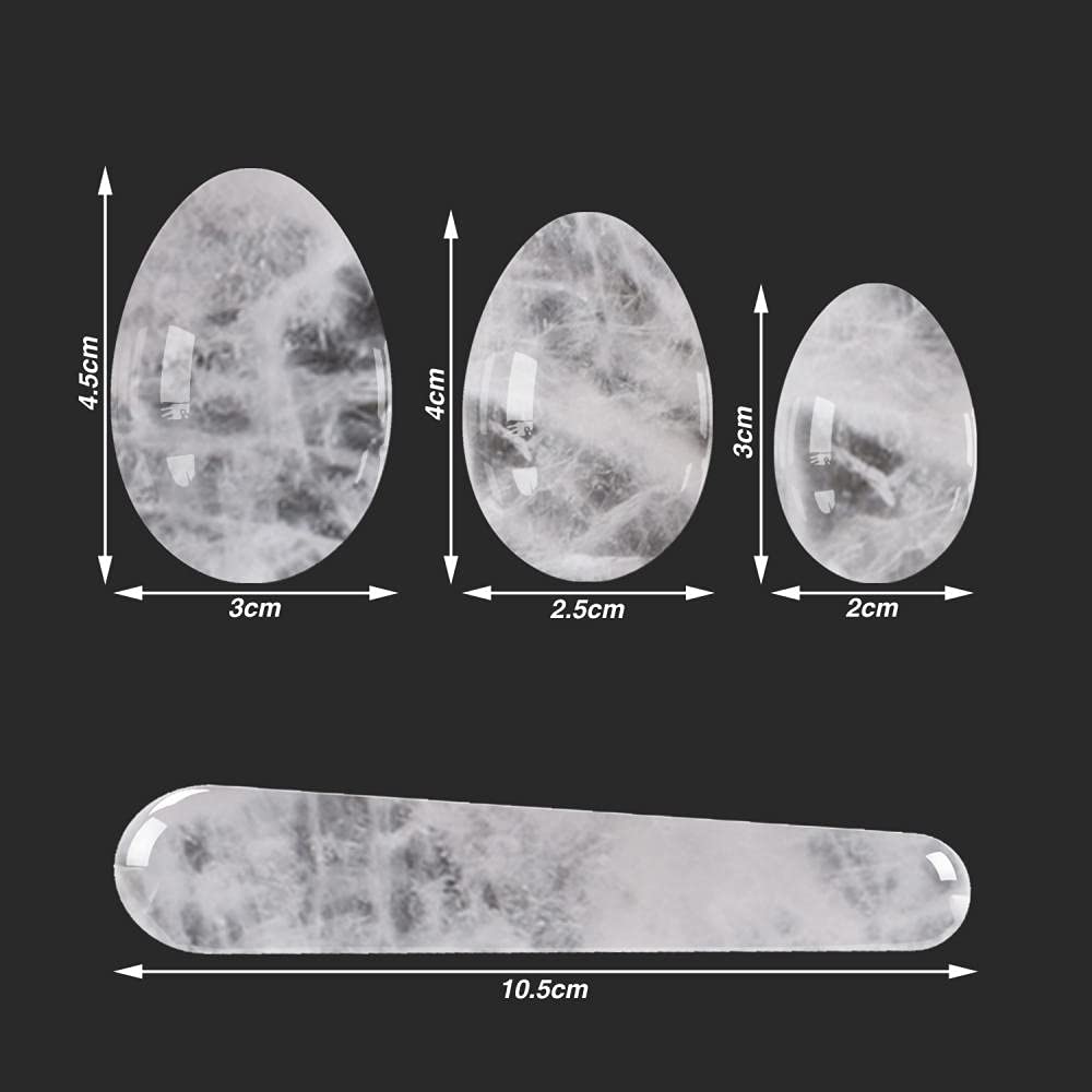Natural Rock Quartz Yoni Oeufs Ensemble Kegel Exercice Ben Wa Ball Fored et Indillou-Oeuf percé avec boîte