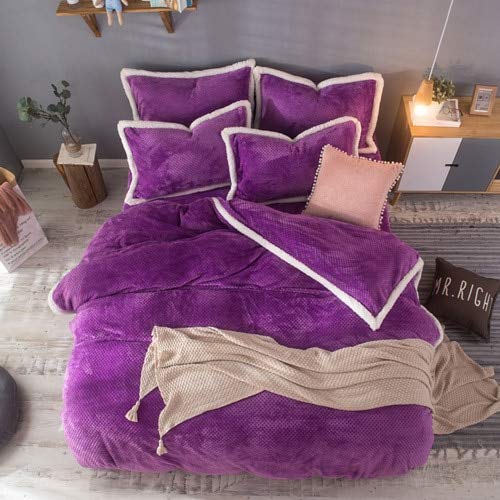 RONGXIE 4pcs Soft velvet Flannel Pure Bedding set Winter Warm Fleece Duvet cover set Bed Sheet Pillowcases Queen size bed linen