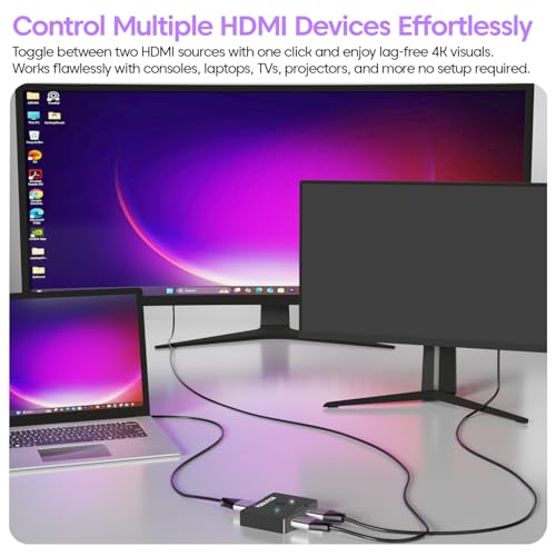 Image of Sounce Premium High-Speed Bi-Directional HDMI 2.0 Switch 2 in 1 Out 4K 60Hz Splitter Supports 3D HDCP 2.2 for PS5 PS4 Xbox Series X /S Blu-Ray Player TV Stick HDTV Projector and PC Monitor Black