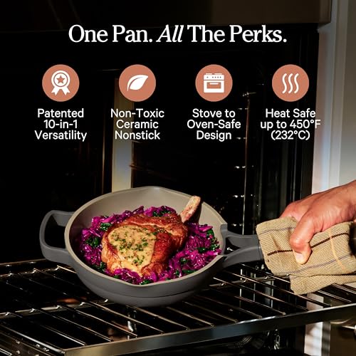 Image of Our Place Mini Always Pan | 8.5 inch Ceramic Pan with Modular Lid & Beechwood Spatula | Patented 10-in-1 Nonstick, Non-Toxic Cookware Made Without PFAS | Induction & Oven-Safe up to 450F | Char
