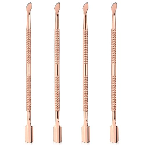 4 piezas de empujador de cutículas de uñas de acero inoxidable, removedor de cutículas de doble extremo, herramienta de pedicura de uñas, pelador de