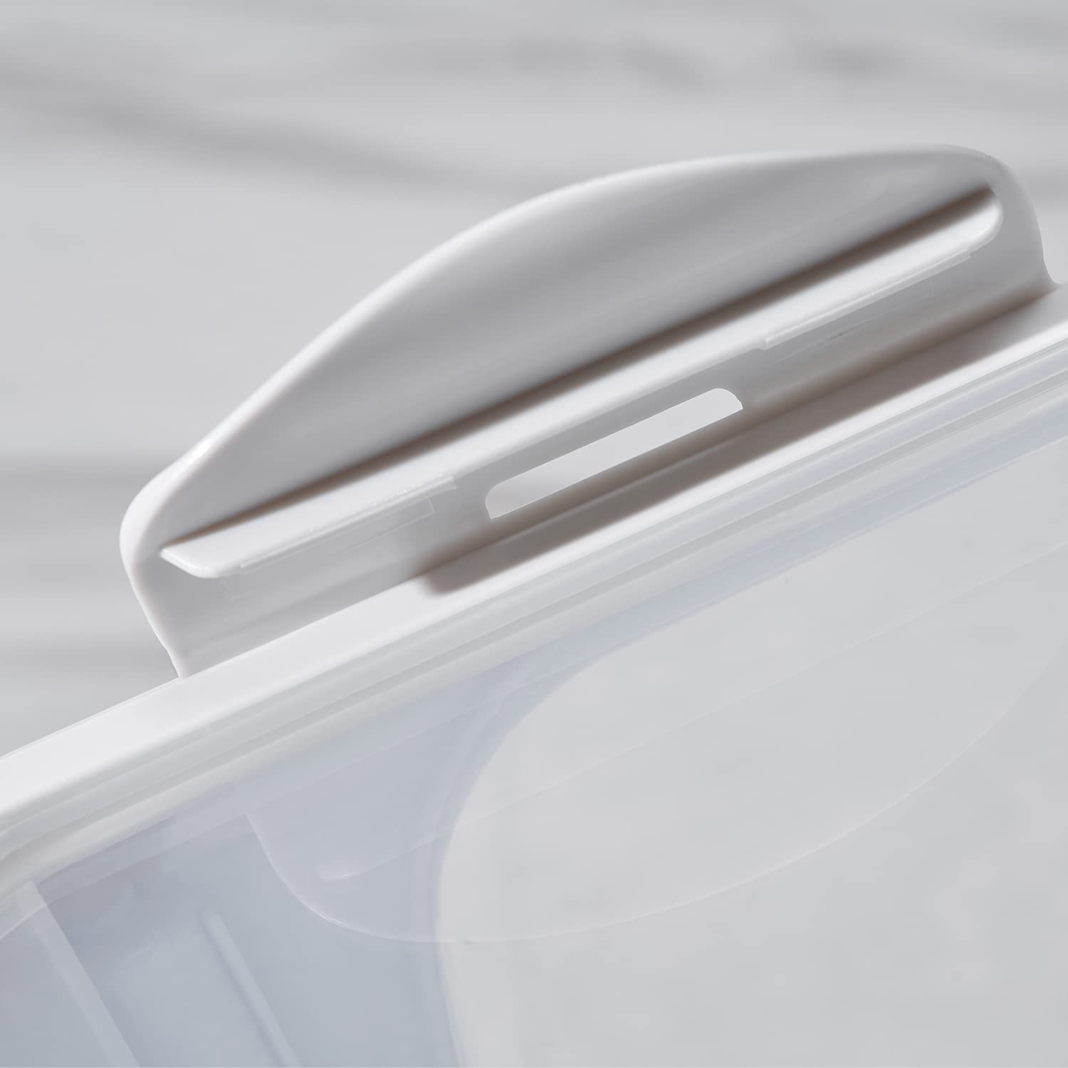 HANAMYA Contenedor de almacenamiento de alimentos con taza medidora, sin BPA, 50 tazas, para arroz, grano, comida para mascotas, harina, transparente, 2 unidades