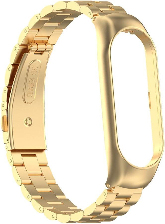CUCUDAI VIVIXIXILAOJH Bracelet Stainless Steel Metal Wrist Strap Watch Band for -Xiaomi Mi Band 6 5-Gold