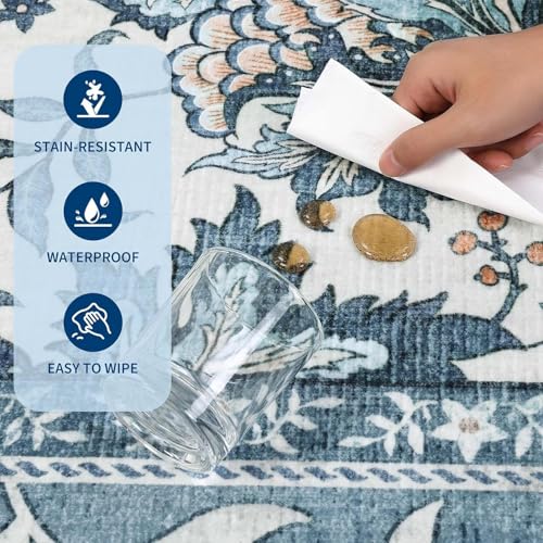 Tapis de salon 70x140 cm lavable et géométrique moderne beige - 2