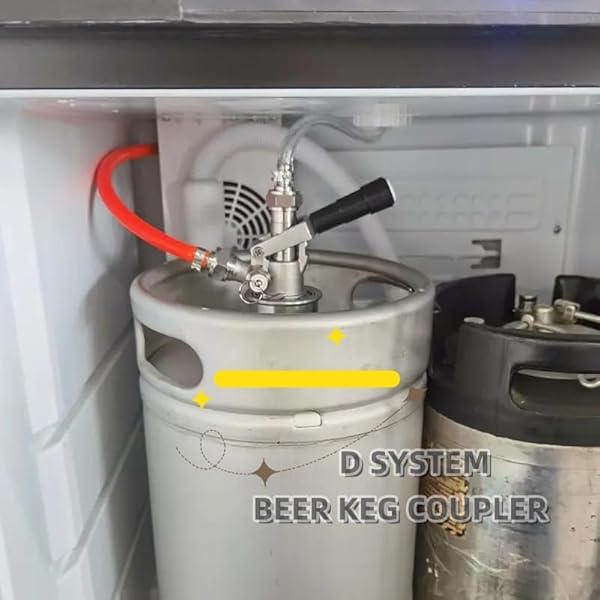 All 304 Stainless Steel D Sankey Keg Coupler, Commercial Sankey Kegerator D System Keg Tap Coupler Dispenser Draft Beer Line Gas Brewing Tubing with Check Valve Sealing Washer Hose Clamp by CRBrewBeer - Image 5