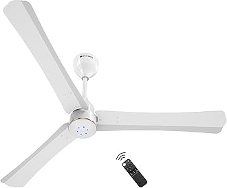 Renesa Halo Smart Alexa Enabled 1200mm BLDC Ceiling Fan with Remote |BEE 5 star | High Air Delivery |Low noise |LED Speed Indicator |Sleek Design | | 3 Year Warranty| Gloss White & Gold Ring