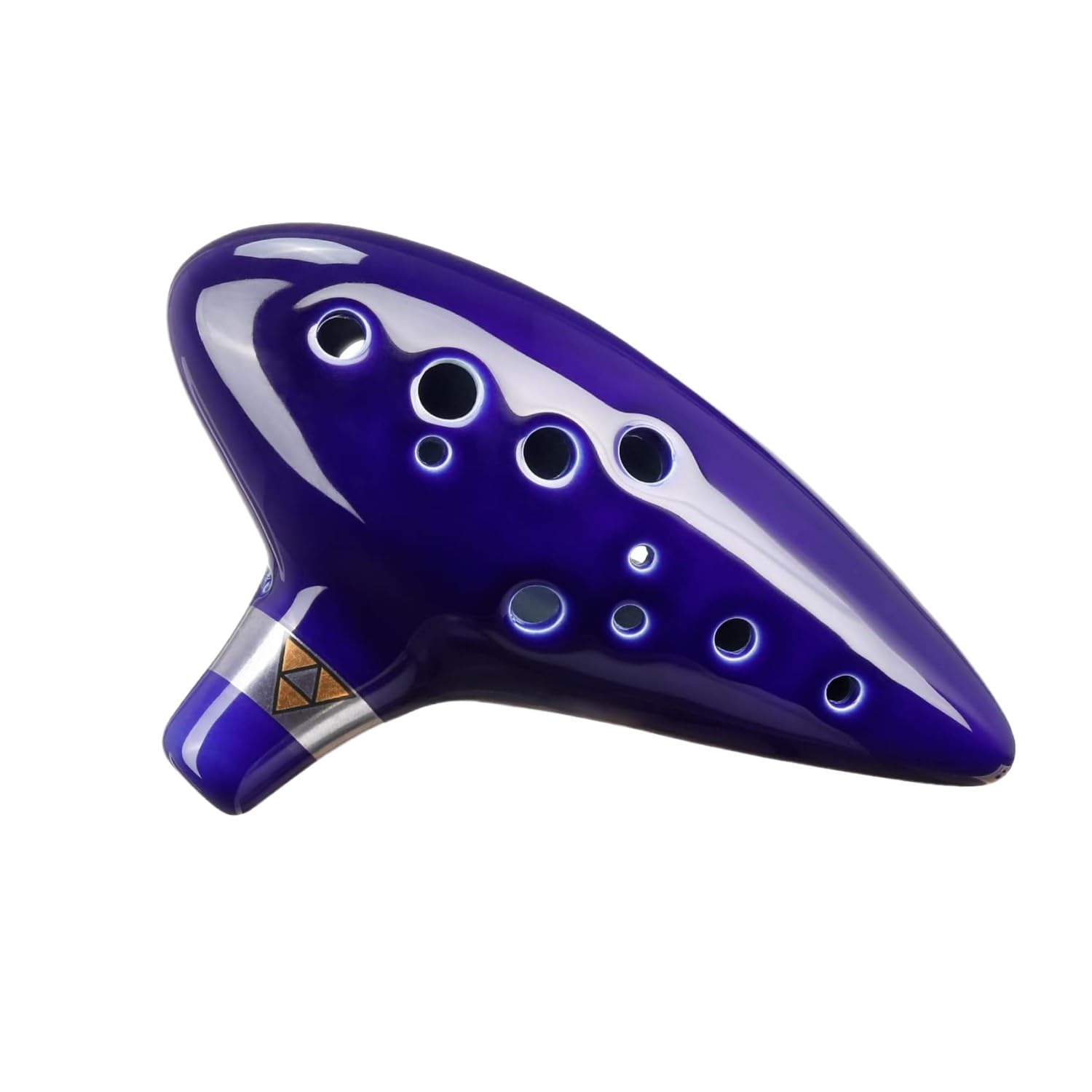 Zelda Ocarina Instrumento con libro de canciones, 12 agujeros alto C azul de cerámica con caja de regalo, soporte de exhibición, correa para el cuello, bolsa protectora