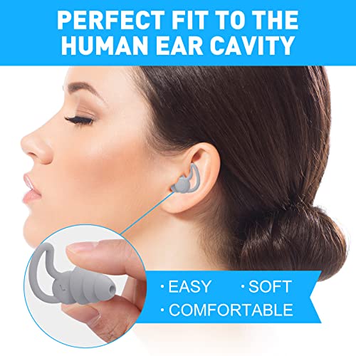 Scobuty Ear Plugs For Sleeping Noise Cancelling,Noise Cancelling Plugs, Work, Travel, And All Loud Events,Grey #TOP3