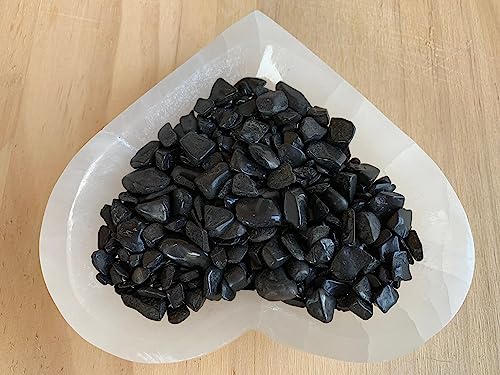 Image of GAF TREASURES 2 oz Lot Natural Black Tourmaline Semi Tumbled Gemstone Chips, Crushed Mini Crystals, Undrilled Crystal Chips (Black Tourmaline)