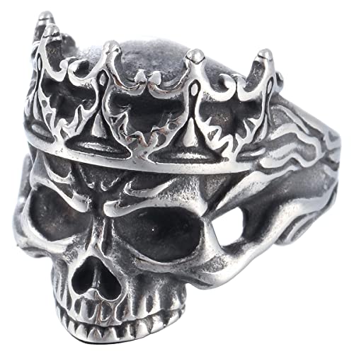 Image of Death Skull Ring for Men Stainless Steel Jewelry Biker Rings Scary Death Ring Skull for Gifts
