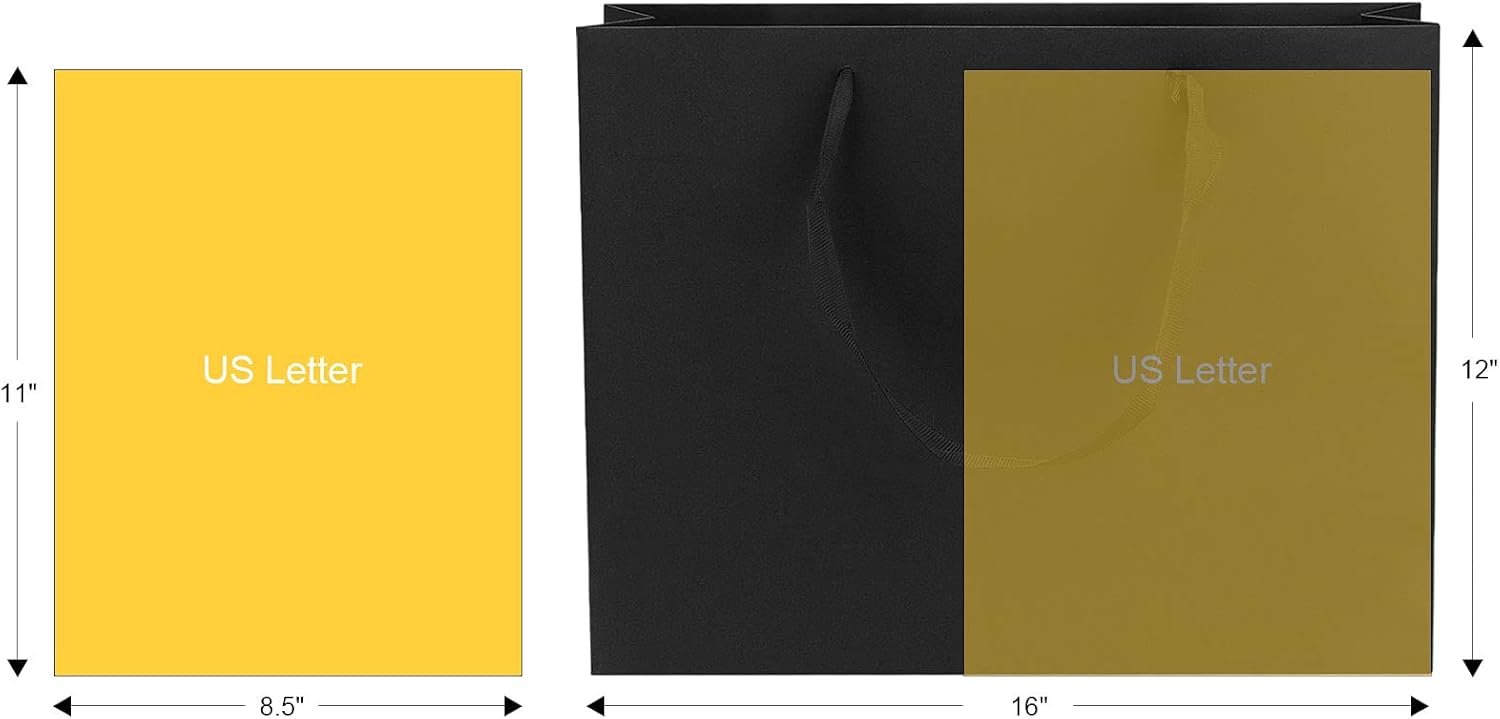 QIELSER 24 Pack Kraft Gift Bags - Extra Large Size, Black Paper Shopping Bags with Ribbon Handles - Wedding, Party, Retail - 16x6x12 Inches - Image 4