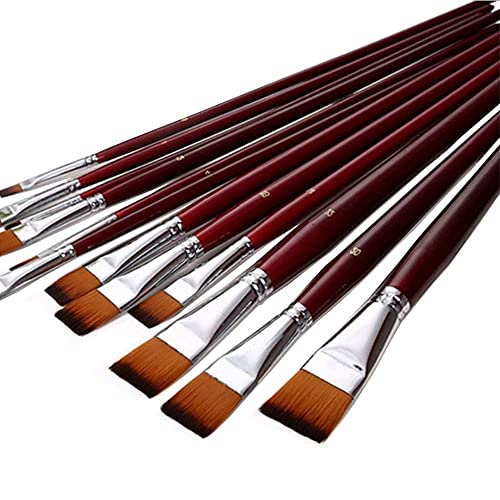 Jowoart Two-Color Nylon Hair Flat Head Oil Brush 12 Pcs Sets Of Brushes Art Water-Colour Paint Brush School Educational Supplies cover
