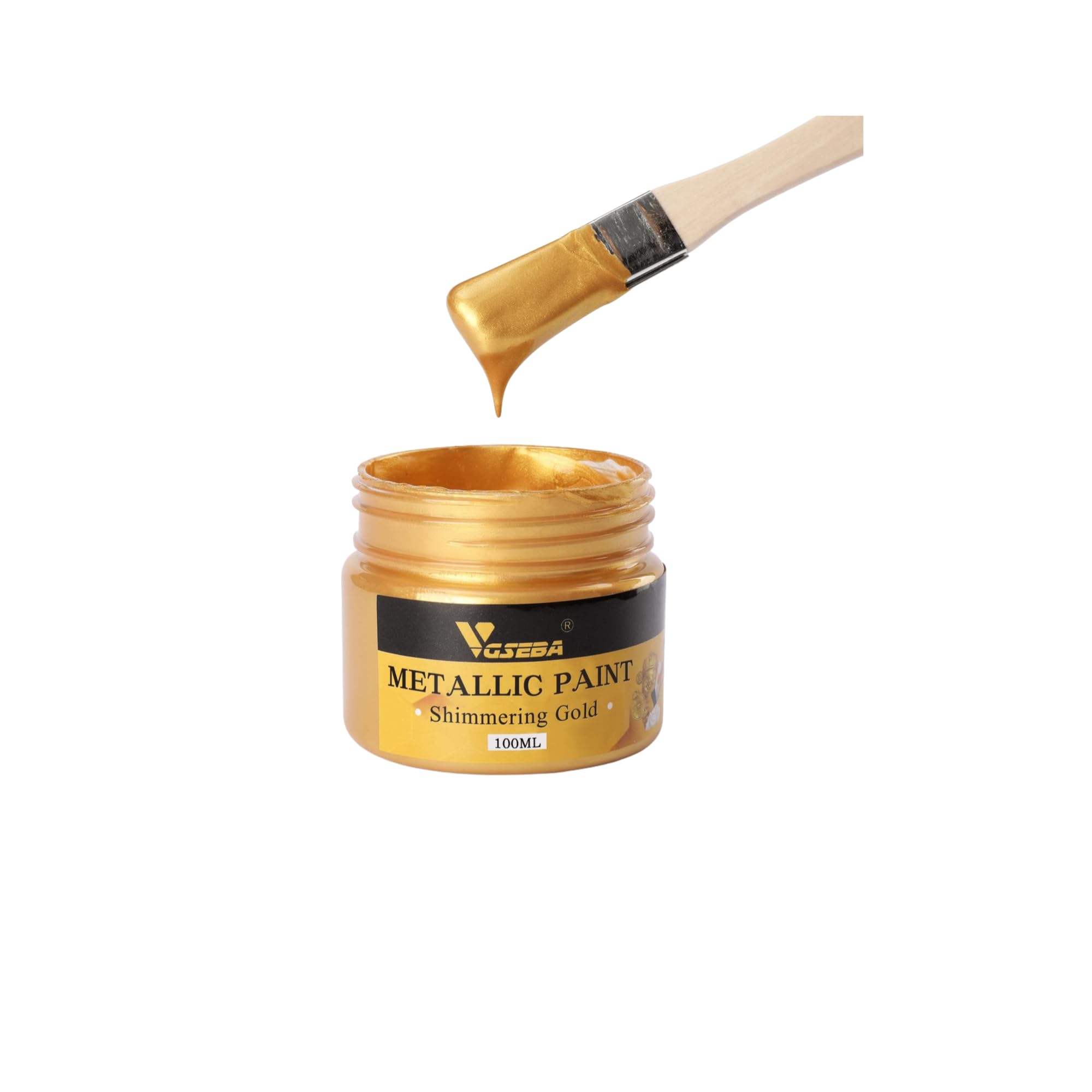 Acrylic Paint Metallic Gold, Non Toxic, Non Fading, 100ml Gold Leaf Paint for Art, Painting, Handcrafts, Ideal for Canvas Wood Clay Fabric Craft Supplies
