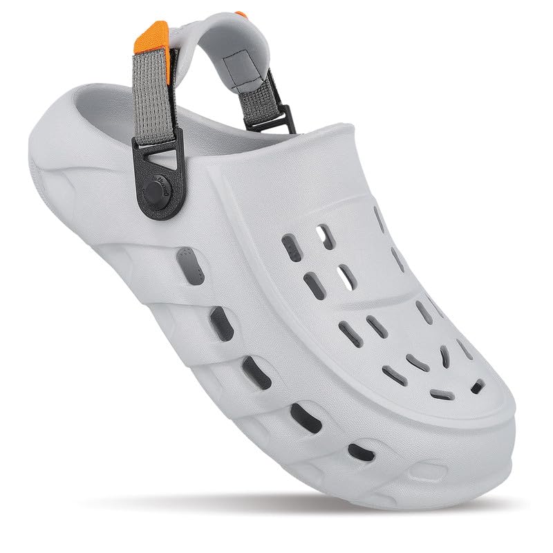 Image of WALKAROO Men Soft EVA Clogs with Adjustable Back Strap, Lightweight Ventilated Comfort Slip-On Outdoor Footwear, Durable Anti-Slip Clogs- WC8814