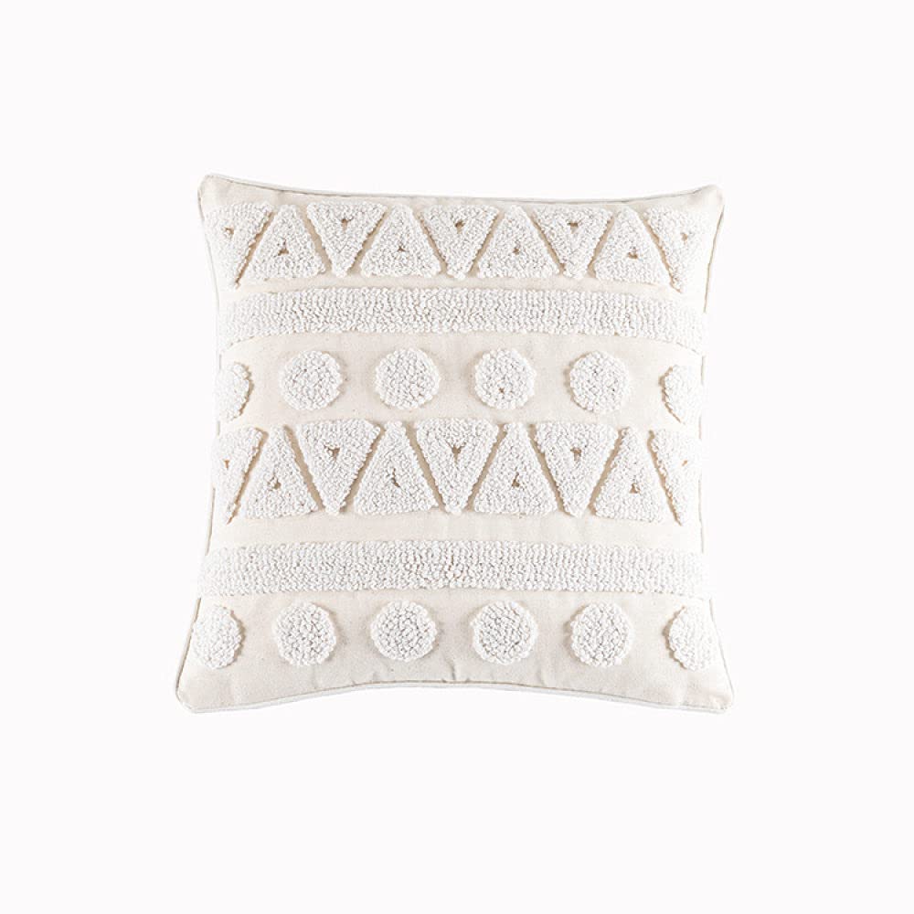 Kissenhülle Boho, Vintage Beige Tufted Dreieck Polka Dot Streifen Jacquard Baumwolle Dekorative Kissenbezüge Marokkanisch Nordic 45X45Cm Dekokissen Bezüge Für Sofa Schlafzimmer Wohnzimmer,A 45X4