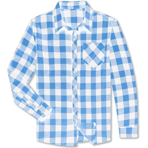 Image of Betusline Boy and Men Button Down Plaid Shirt | Soft,Breathable and Comfortable Fabric