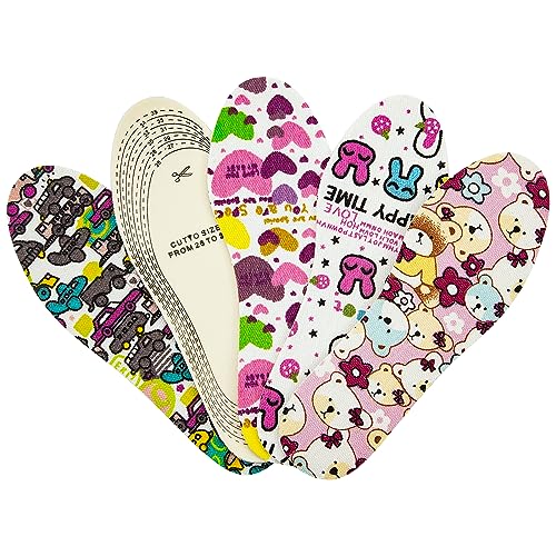 4 Pairs Kids Insoles, Insoles for Kids, Shoe Filler Toddler, Memory Sponge Insoles Breathable Latex Shoe Inserts, Cutting Size Soft Washable Replacement Insole,Prevent Blisters Calluses