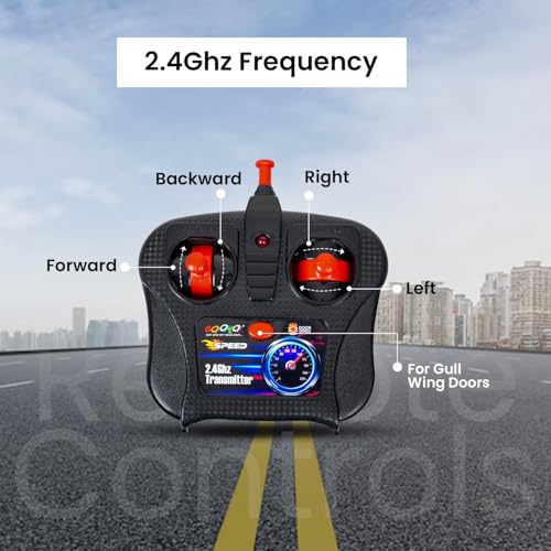Image of Gooyo GY-20158CH Rechargeable Remote Control Car Toy with Gull-Wing Door Open Function and Glowing Headlights | Hi-Speed RC Car Toy for Kids | Red | in-Built Battery | Gift Box Packaging