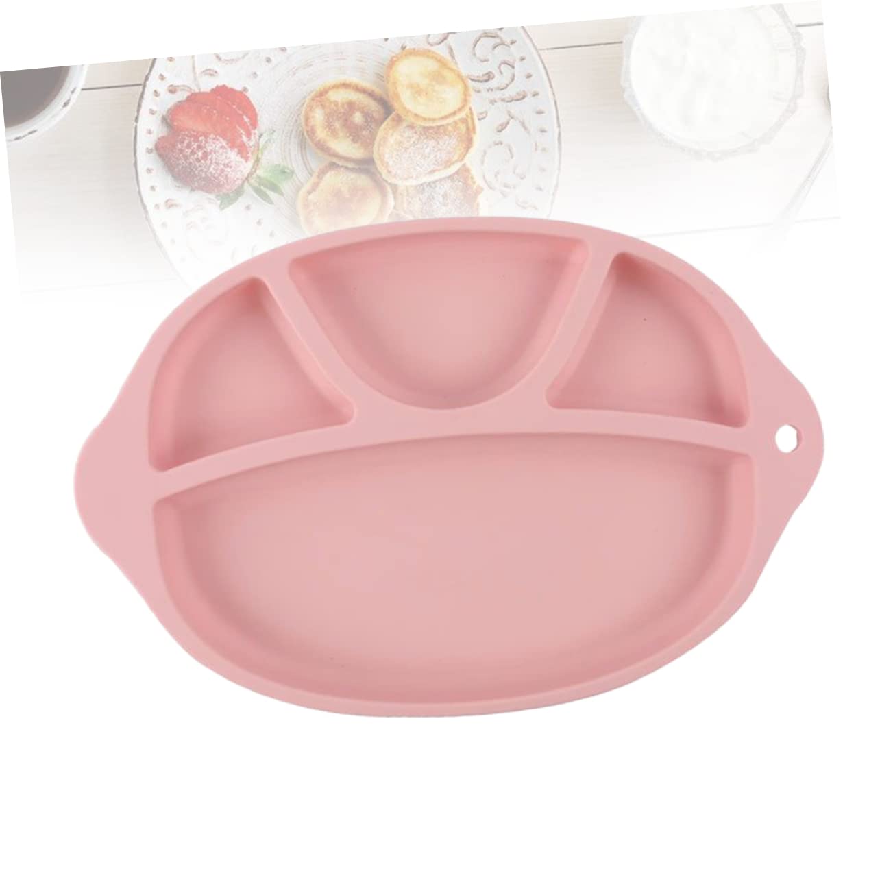 BESPORTBLE Food Grade Silicone Partition Tray Drop Separate Plate for Durable Dinner Tray with Dividers for Cutlery Pink
