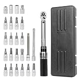Wisamic Drehmomentschlüssel Fahrrad 1-25Nm 25pcs 1/4 Zoll Reparatur Tool mit Hex Torx Steckschlüssel Kits Für Rennrad, MTB