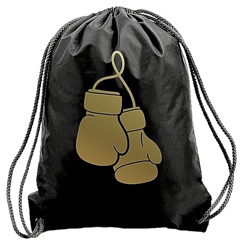 Image of TEEZ Boxing Gloves Drawstring bag in Black with Gold Image