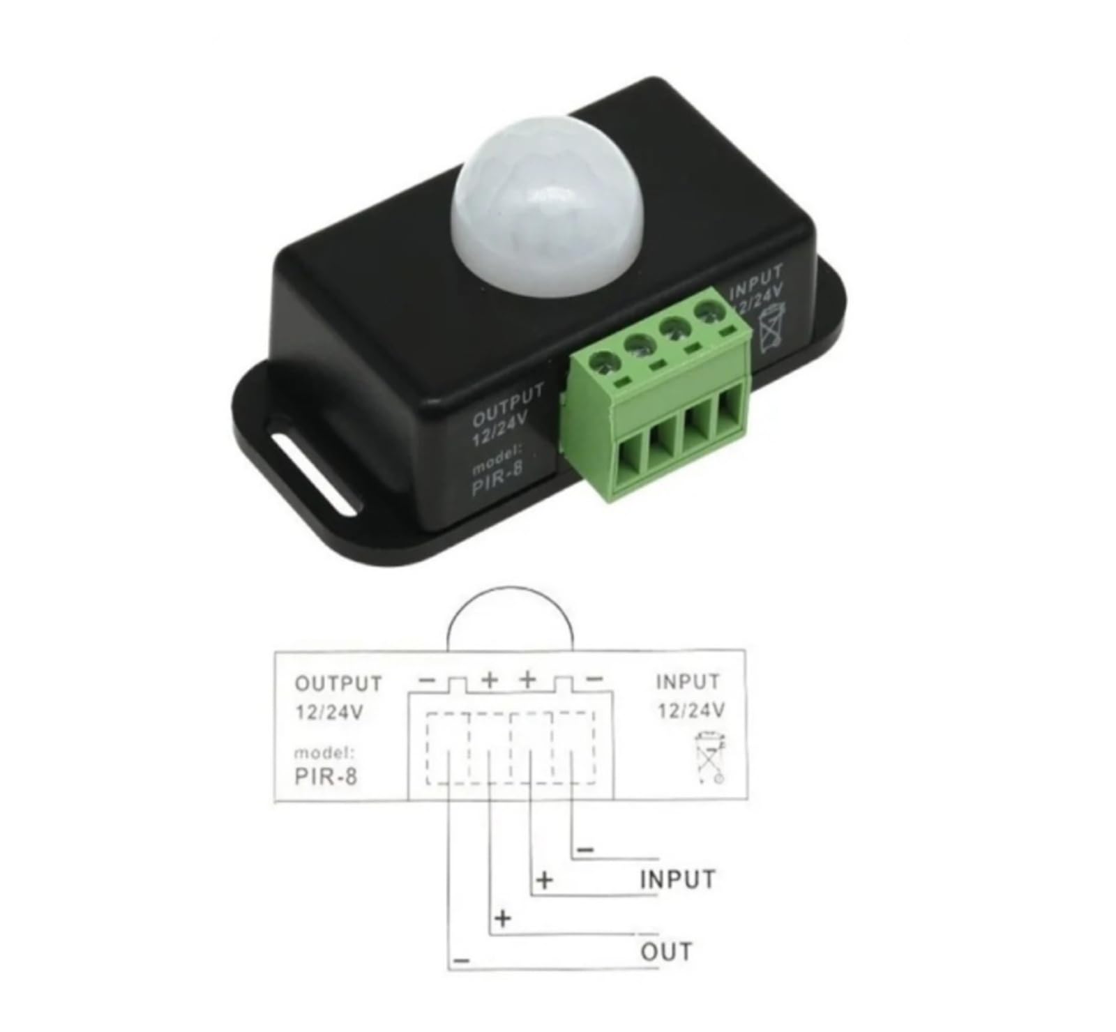ChuFort Detector infrarrojo IR ajustable automático del interruptor del sensor de movimiento PIR 6A | 1-10PCS DC 12V/24V for tiras de luces LED(5PCS)