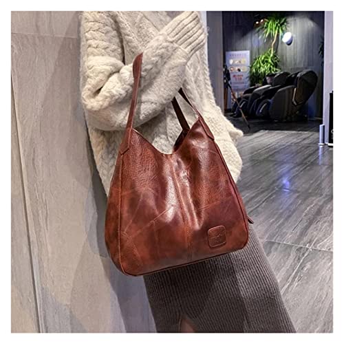 Skyue Vintage Handtas For Vrouwen Zacht PU Schoudertas Grote Capaciteit Dame Tas Mode Schoudertas Boodschappentas (Color : Wine red, Size : 26x10x30cm) - Image 6