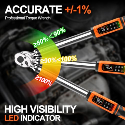 Image of coobeast 1 /2 Drive Digital Torque Wrench(3.76-250.8 Ft.lbs. /5.1-340Nm) | Preset Value Torque Wrench with ±2% accuracy, Buzzer and LED Flash Five Units of Measure for Motorcycle, Auto Repair