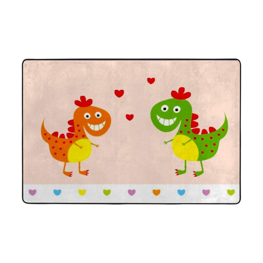 Tapis corail couple de dinosaures anti-froid en velours doux