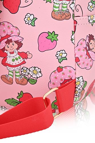 Image of Fast Forward Strawberry Shortcake Backpack for Women, Men, Unisex | Cute PU Leather 10 inch Mini Backpack Purse Shoulder Purse | Strawberry Shortcake Bag and Accessories