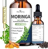 NaSeny Organic Moringa Oleifera Liquid Drops, 1000mg Moringa Leaf Extract w. Turmeric, Black Pepper, Moringa Supplement for Energy, Antioxidant, Joint & Gut, Fast Absorption, Vegan, Non-GMO, 2 Fl Oz