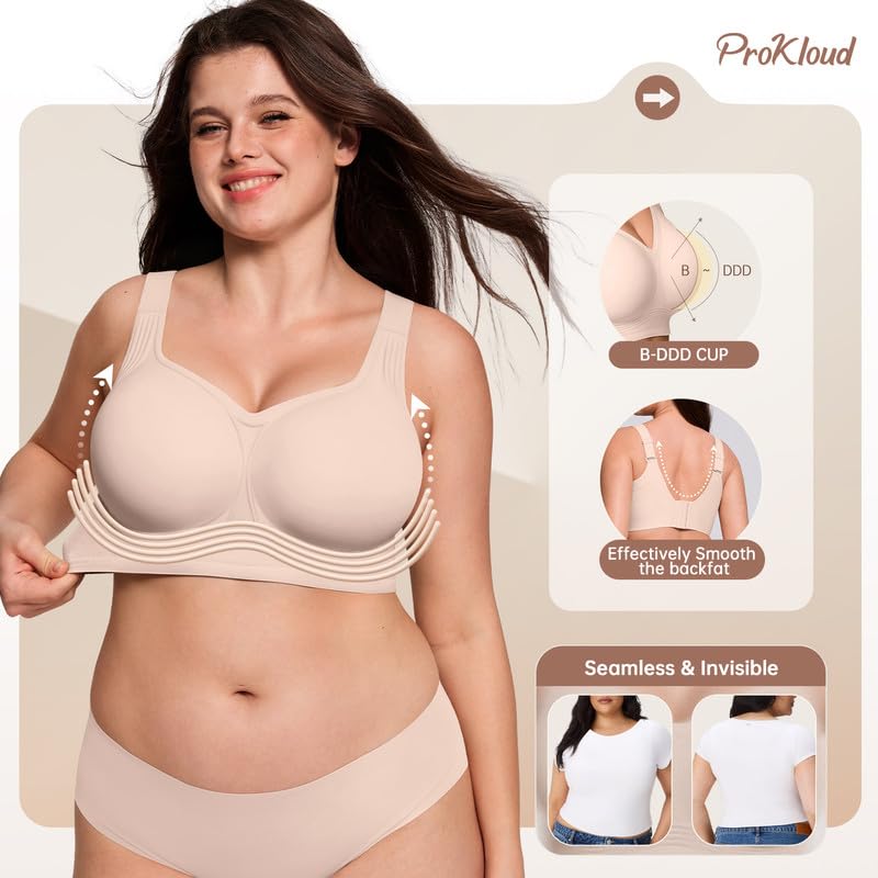 Image of ProKloud Jelly Bras for Women No Underwire Wireless Bra with Support and Lift Full Coverage Plus Size Comfy Seamless Bra