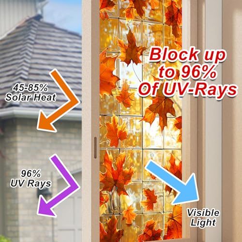 Vinilo decorativo para ventana hoja de arce otoño 18x39 pulgadas miniatura 4