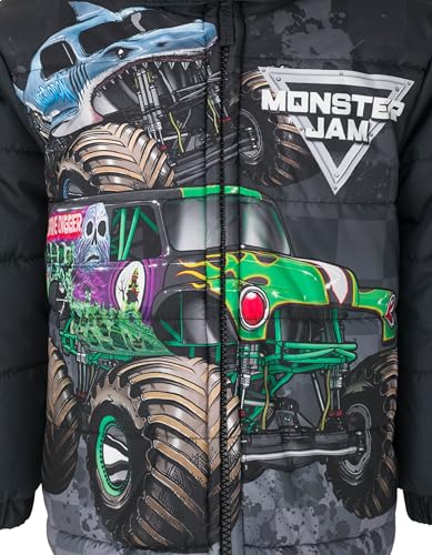 Image of Monster Jam Boys' Hooded Puffer Jacket Toddler to Big Kid